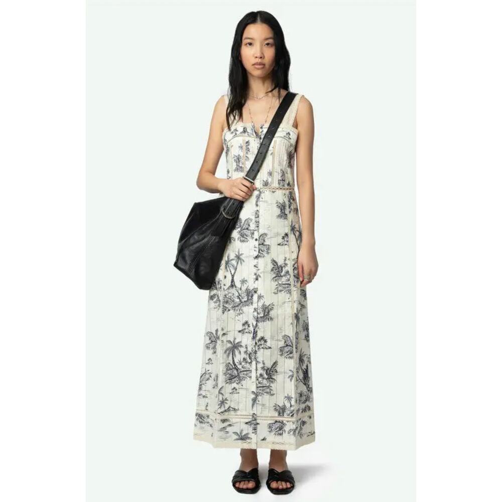 Zadig & Voltaire Renaid Cotton Tropical Island Maxi Dress Size M